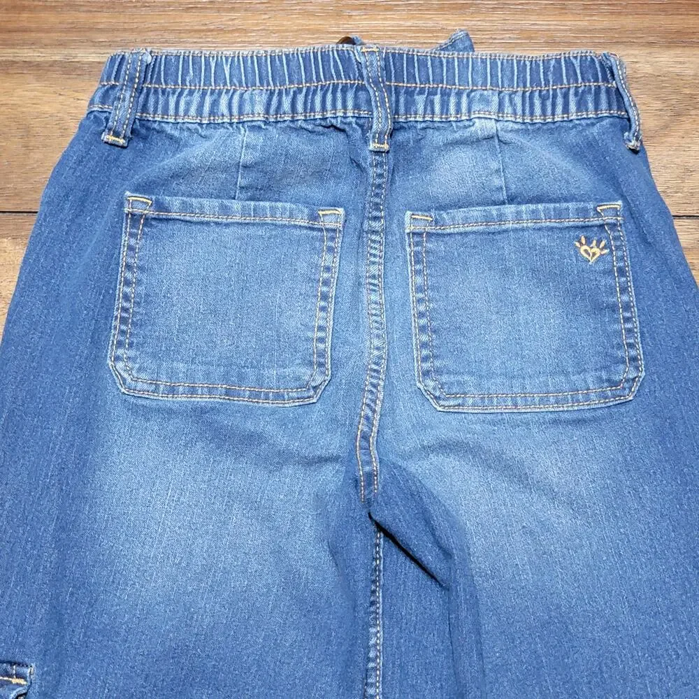 Justice Girls Cargo Denim Jeans w/ Built In Belt - Size 12